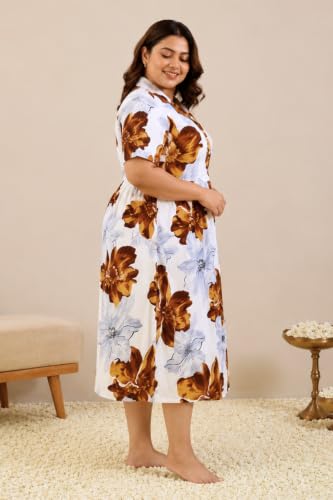 Image of ZELENA Rayon Lapel Neck Zipless Maternity Feeding Dress | Soft 100% rayon dress featuring a lapel neck, button-down zipless nursing , and half sleeves