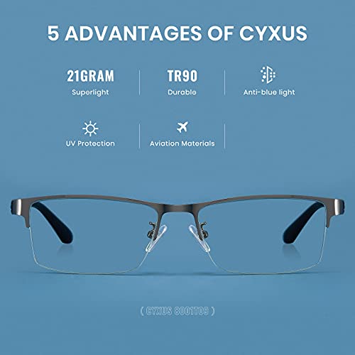 Image of Cyxus Blue Light Blocking Glasses for Men Woman Semi Rim Computer Gaming Office Study Eyeglasses with UV Protection 3 Pack 8001T09