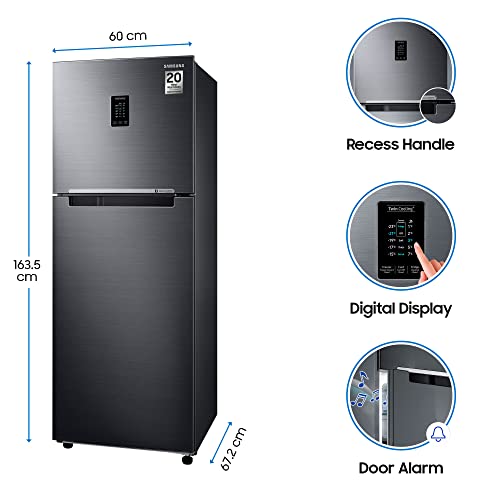Image of Samsung 314 L 2 Star Inverter Frost Free Double Door Refrigerator Appliance (RT34A4622BX /HL, Luxe black)