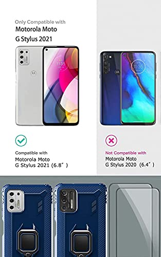 Designed for Motorola Moto G Stylus 2021 with Tempered Glass, Belt Clip Holster Kickstand Protective Hybrid Cover Heavy Duty Armor Defender Shockproof Rugged Phone Case (Camoflauge)