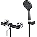 ONECE Mitigeur Douche Noir avec Φ12cm Douchette à Main 3 Jets Modes, Ensemble de Douche Température Réglable, Robinet de Douche Mécanique, Système de douche G 1/2 avec Douchette et Flexible