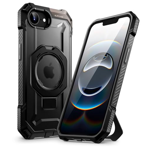 Image of SUPCASE for iPhone 16e Case with Stand (Unicorn Beetle Grip), [Compatible with MagSafe] [Military-Grade Drop Protection] Heavy Duty Rugged Shockproof Magnetic Phone Case for iPhone 16e 6.1 inch, Black