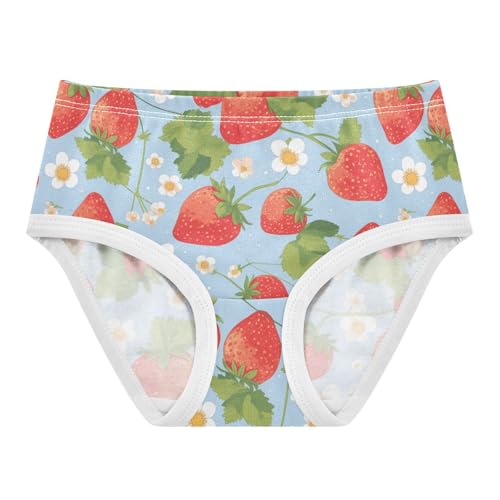 Wusikd Strawberries Green Girls' Underwear Cotton Leaves Flowers Girls Briefs Soft Toddler Underwear 2T