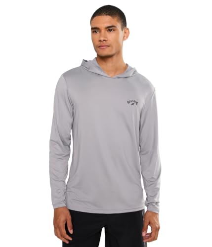 Billabong, Mens, Arch Mesh LF Hood Long Sleeve, Light Gray Heather, X-Large