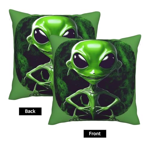 Housse de coussin extraterrestre vert lot de 2 aux finitions soignées