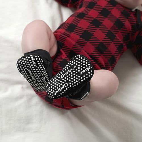 Gerber Baby Fleece Lined Wrap Fasten Non Skid Soft Slipper Booties, Black, 3-6 Months - image 2