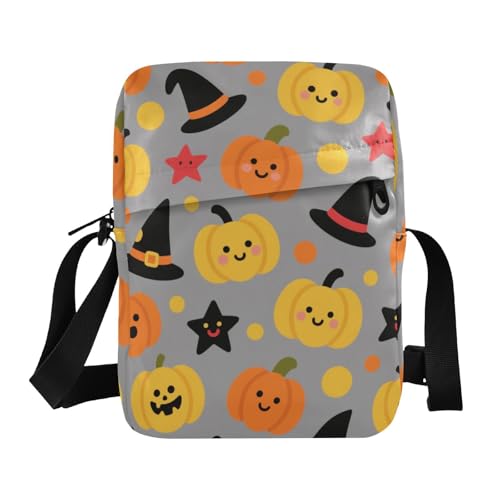 KLL Orange Evil Halloween Pumpkin Witch messenger bag for men Vegan Leather Small Crossbody Bag For Women Travel Shoulder Handbags For Women