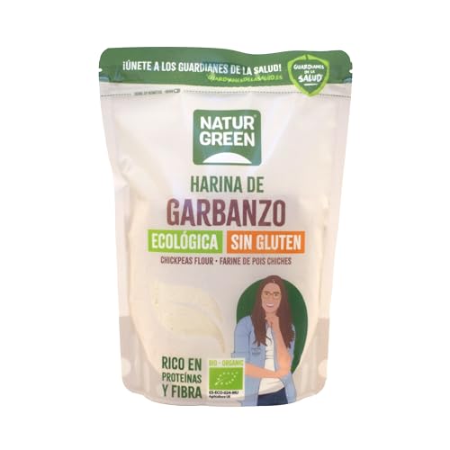 NaturGreen - Harina de Garbanzos BIO, Harina Ecológica, Rica en Proteínas, Fuente de Fibra, Ideal para Rebozados o Tortillas, 100% Vegana, Sin Gluten - 500 g