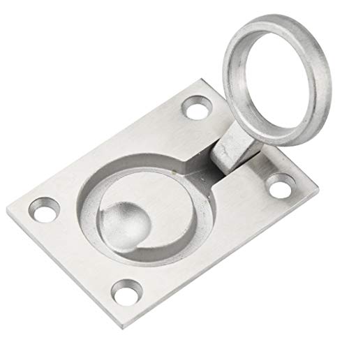 yeabwps 2 Pack Square Flush Pull Ring Handles, Recessed Boat Hatch Latch Cabinet Flush Mount Lifting Ring Pull Handle, 304 Stainless Steel Hidden Recessed Furniture Handle