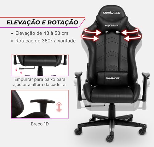 MAX RACER - Cadeira Gamer Aggressive - Poltronas Gamer de Aço, Cadeira Ergonômica para Jogos -Até 15