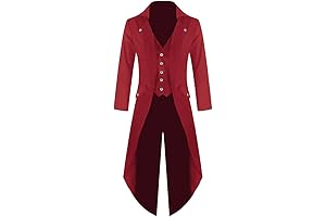 Red Tailcoat Men Gothic Steampunk Jacket