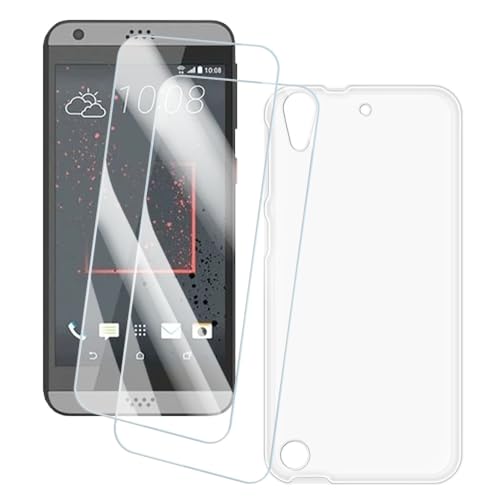 OAGELIM 2er Pack Bildschirm Schutzfolie + Hülle Kompatibel mit HTC Desire 530 (5 Zoll) Künstlerisch Bedruckte Hülle & Gehärtetes Glas Kratzfest (Klar)