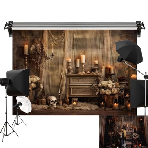 Toile de fond d'Halloween Kate 2,2x1,5m crâne impression numérique