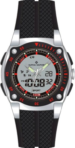  Alpha Saphir 281F - Orologio da polso da uomo, cinturino in plastica colore nero