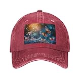 PHAYAH Gorra de béisbol con diseño de libélulas de vaquero y dibujos animados para hombres y mujeres, gorra de béisbol retro, color negro, rosso, Talla única