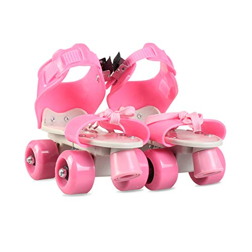 ZCRFY Patins à roulettes Patins Double Rangée Ajustables Enfants 4 Roues Débutants Garçons Enfants Filles Intérieur Et Extérieur Rollers Quad en Ligne,PinkB-(26-36) Code