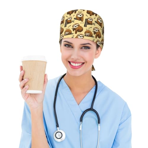 Image of Adjustable Scrub Cap with Sweatband, Breathable Working Hat for Men /Women