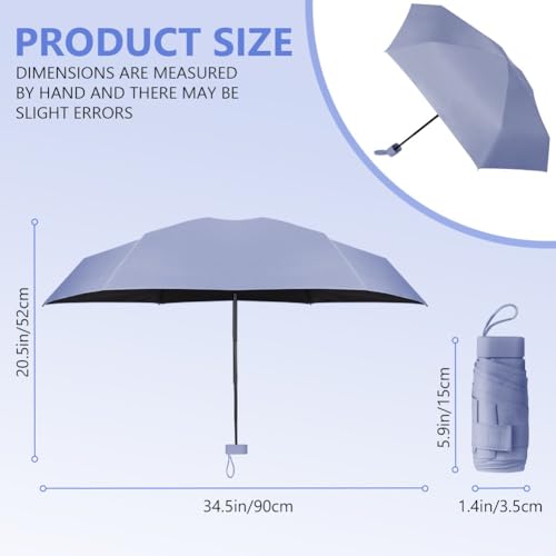 Aolso Travel Umbrella - 6 Ribs Mini UV Folding Sun Umbrella, Windproof Rain Protection With Capsule Case, Portable Pocket Size for Men and Women