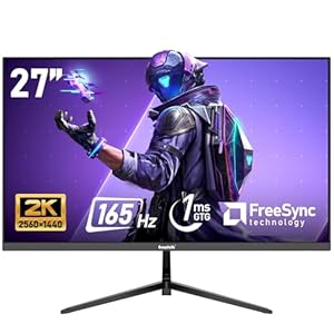 Gawfolk – Monitor para PC de 27 pulgadas 2K QHD 2560×1440, 165Hz, sincronización adaptativa, sin bisel, 98% sRGB, 178°, HDMI/DisplayPort 1.4, compatible con montaje en pared 75×75 mm, negro