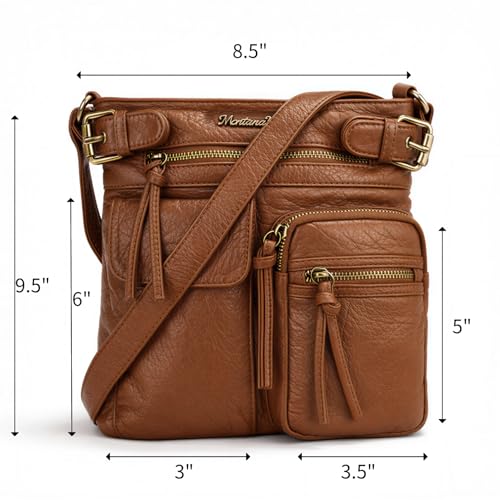 Image of Montana West Crossbody Bag for Women Multi Pocket Shoulder Medium Travel Purses Ultra Soft Washed Leather