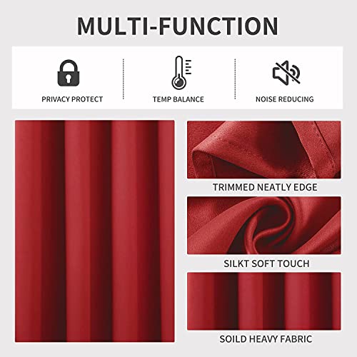 Image of Joydeco Blackout Curtains 72 Inch Length 2 Panels Set, Thermal Insulated Long Curtains& Drapes 2 Burg, Room Darkening Grommet Drapes for Living Room Bedroom Window (W52 x L72 Inch, Red)