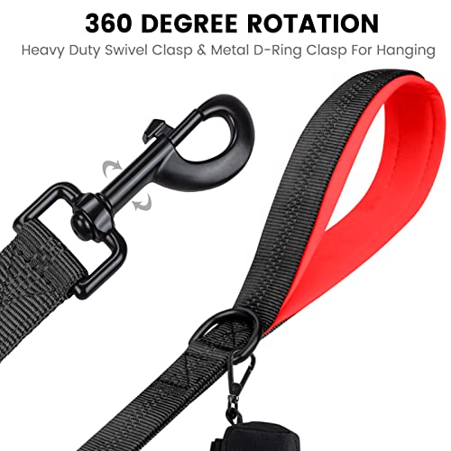 Image of Short Dog Leash 18in Padded Handle Dog Lead with 3 Reflective Thread for Large Medium Dogs Heavy Duty Dog Rope Double Layer Nylon Pet Leash (Pink, 18 in x 1 in - 1 Pack)