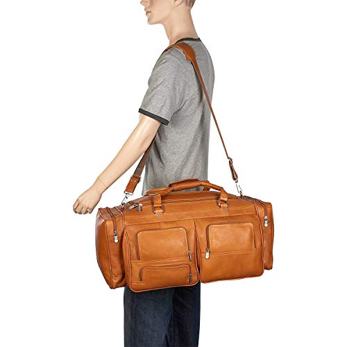 Piel Leather 24In Duffel with Pockets, Saddle, One Size