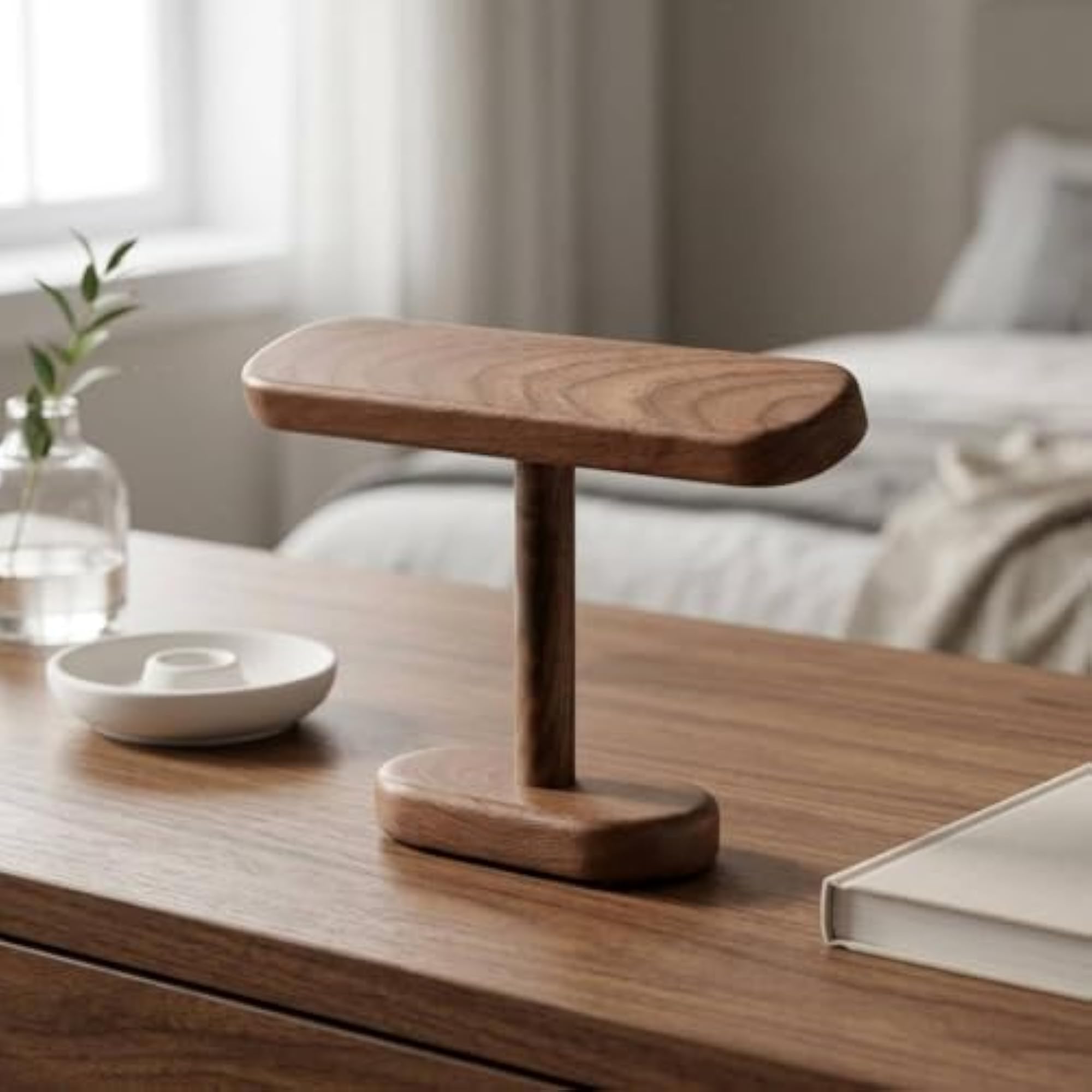 Natural Grain Wooden T-Shaped Watch Stand