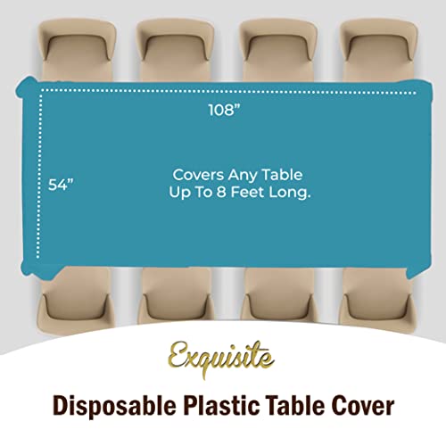 Party Solids 6-Pack Premium Plastic Tablecloth 54in. x 108in. Rectangle Plastic Table Cover - Turquoise