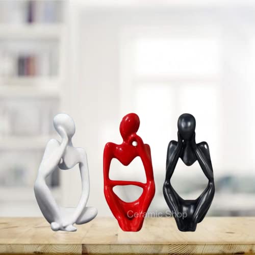 Image of Ceramic Shop Monk (Letter Modern Art Man showpiece(Red Black White Gloss Finish))
