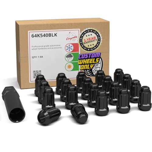 Image of Wheel Accessories Parts 20 Pcs 7 /16 inch-20 Thread Car Spline 35mm 1.38 inch Long Lug Nuts Black Spline Hex Fits Many Classic Chevrolet Buick GMC Pontiac Vehicles