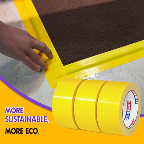 Image of 3 Rolls Yellow Duct Tape, Heavy Duty Strong Industrial Colored Duct Tape 9mil x 2inch x 25yds Flexible, No Residue, Waterproof and Tear by Hand, Multi-Use for Indoor & Outdoor Repairs