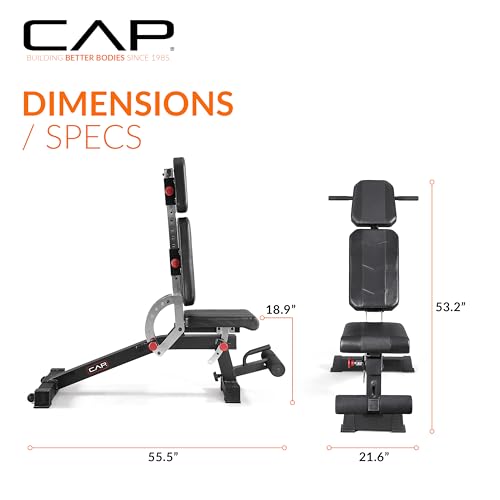 Image of CAP Barbell Adjustable Training Utility Weight Bench | Multi-Position Incline Bench with 6 Backrest Adjustments, Leg Anchor, Wheels & 600 LB Capacity | Home Gym Strength Bench