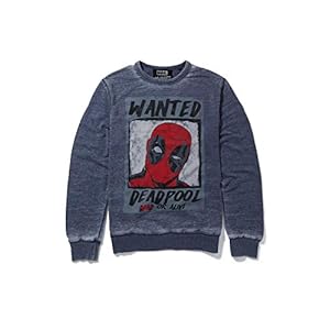 Recovered Marvel – sweatshirt met Deadpool en”Wanted”-print – blauw