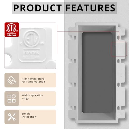 4-Gang BE4 Non-Metallic Electrical Power Outlet Box Extender(ETL Listed),Outlet Box Extender for Power Switch Receptacles Accessories,Fire Rated for 2 Hours,12-Pack