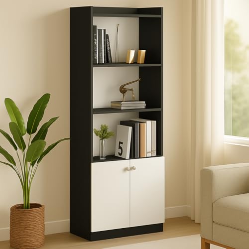 Image of Callas Wooden Bookshelf with Display Unit Cabinet | Engineered Wood Bookcase for Living Room, Bedroom, Office | 1 Year Warranty with Free Installation