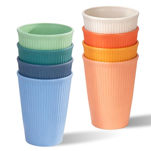 8 Pcs Unbreakable Drinking Cups 350 ML Reusable Plastic Cup for Kids and Adults Lightweight and Durable Dishwasher Safe Perfect for Kitchen and Outdoor Use 8 Colors