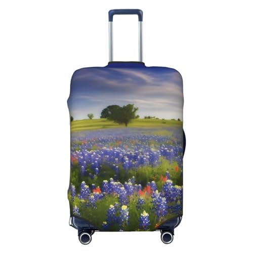 Luggage Cover Protector Washable Stretch Suitcase Protector Texas Bluebonnets Scenery Suitcase Cover Anti-Scratch Travel Baggage Covers Fits 18-32 Inch Luggage Protectors