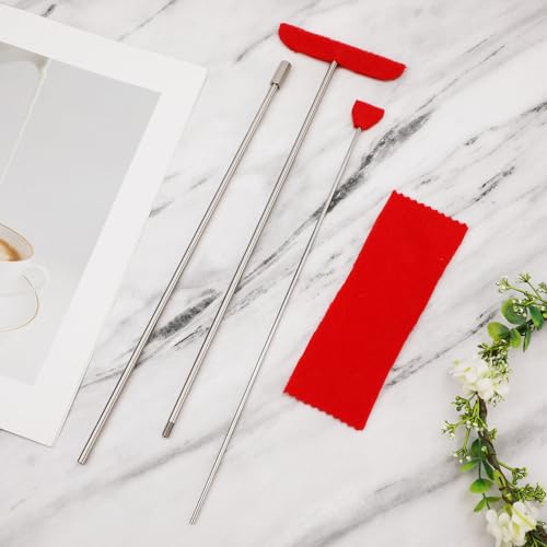 4stk Reinigungswerkzeuge für den Resonanzboden Eines Flügels, Reinigungswerkzeug für Große und Kleine Bürstenköpfe mit Verlängerungsstange und Weichem Fasertuch Klavierreiniger-Set