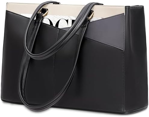 LOVEVOOK Laptop Bag for Women 15.6 Inch Tote Bags Waterproof Leather Briefcase Computer Women Business Office Work Bag