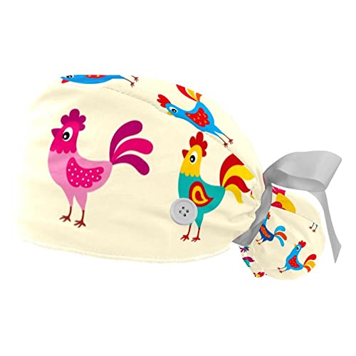 Chapeaux bouffants coqs JDEZ : lot de 2 casquettes de travail ajustables