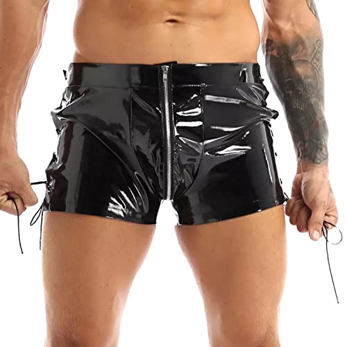 Erotische Boxershorts Für Herren Strech Ledershorts Reizvolle Lederhose Herren Latex Shorts Männer Briefs Trunks Lack- Optik Boxer Retroshorts Reizwäsche Baumwolle Latex Unterwäsche Slip