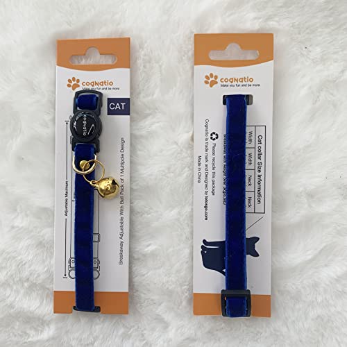Image of Safety Quick Release Cat Collars,Double Velvet with Bell Available in a Range Colors ,Perfect for Your Kitty, Adjustable 20-30 cm (20-30cm, Navy Blue)