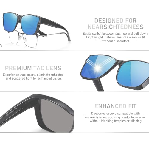 Image of GEGURI Polarized Sunglasses Fit Over Glasses for Men Women, Oversized Square Sun Glasses UV400 Protection Shades