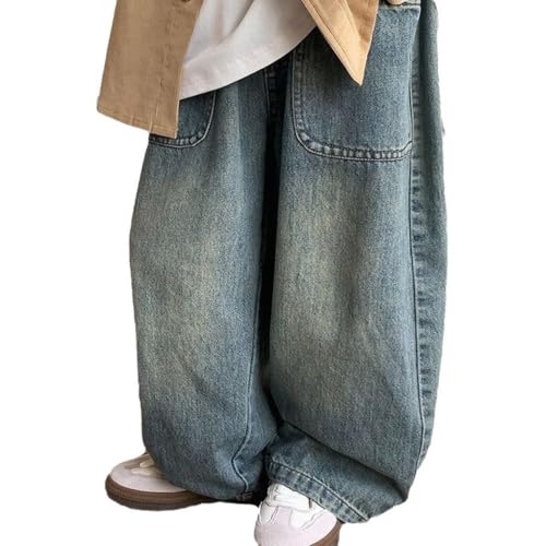 Jeans décontracté ample pour garçons en denim résistant à jambes larges