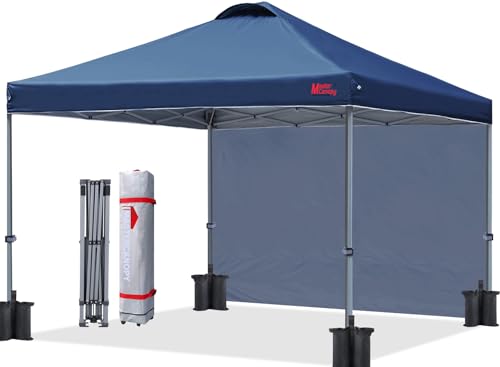 Image of MASTERCANOPY 12x12 Durable Pop Up Canopy Tent with 1 Sidewall, Navy Blue