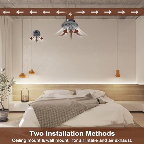 2 PCS 4 Inch Stainless Steel Air Vents Round Black Soffit Vent Cover Air Vent Flat Ducting Air Outlet with Built-in Fine Mesh for Kitchen, Bathroom, Garage, Office and Warehouse Ventilation