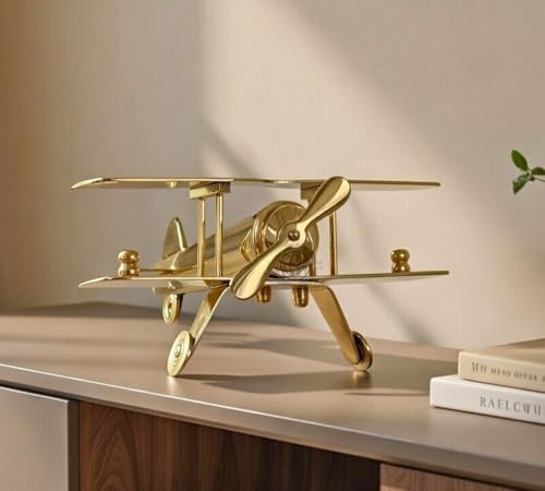 Image of DSH CRAFTING YOUR CURIOSITY Brass Jet Plane Vintage Aeroplane Table Top Decorative Showpiece Miniature Statue Home Interior Decor Item Gift (X-Large)