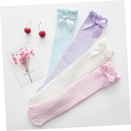 3pcs Girls Cotton Socks Big Bow Soft Lace Knee-high Socks for Toddlers for and Skirts Stylish and Comfortable Boys and Girls Hosiery4
