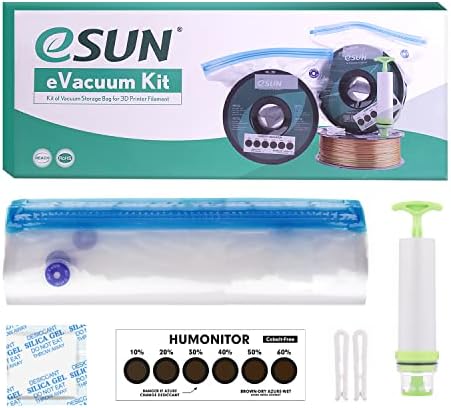 eSUN Vacuum Kit, 10pcs 3D Printer Filament Vacuum Compression Storage Bag with Manual Air Pump, Reusable Filament Moisture Proof Dry Vacuum Sealed Bag for Filament Storage, Humidity Indicator Card